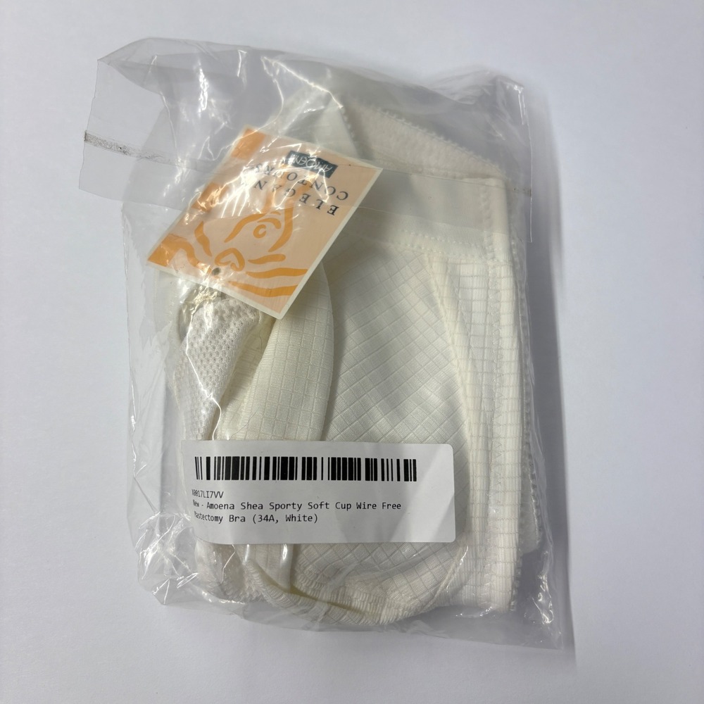 Amoena Women Mastectomy Bra 34A White Shea Sporty Soft Cup Wire Free 2134